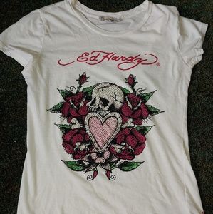 Ed Hardy White Skull T-Shirt